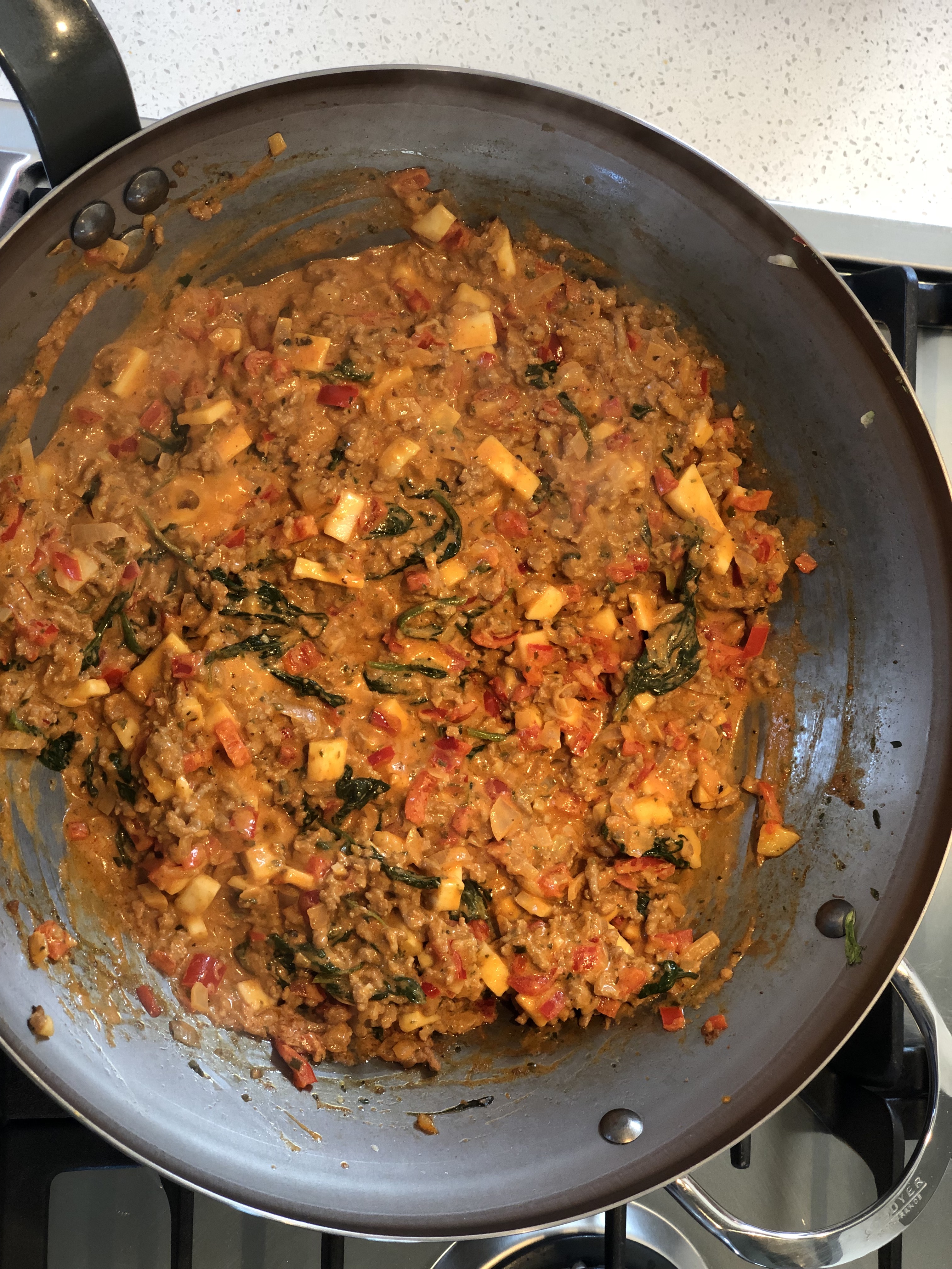 Lasagne van courgette, gehakt en spinazie